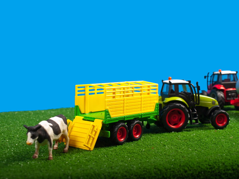 Die Cast tractor set with trailer with light and sound 4 assorted